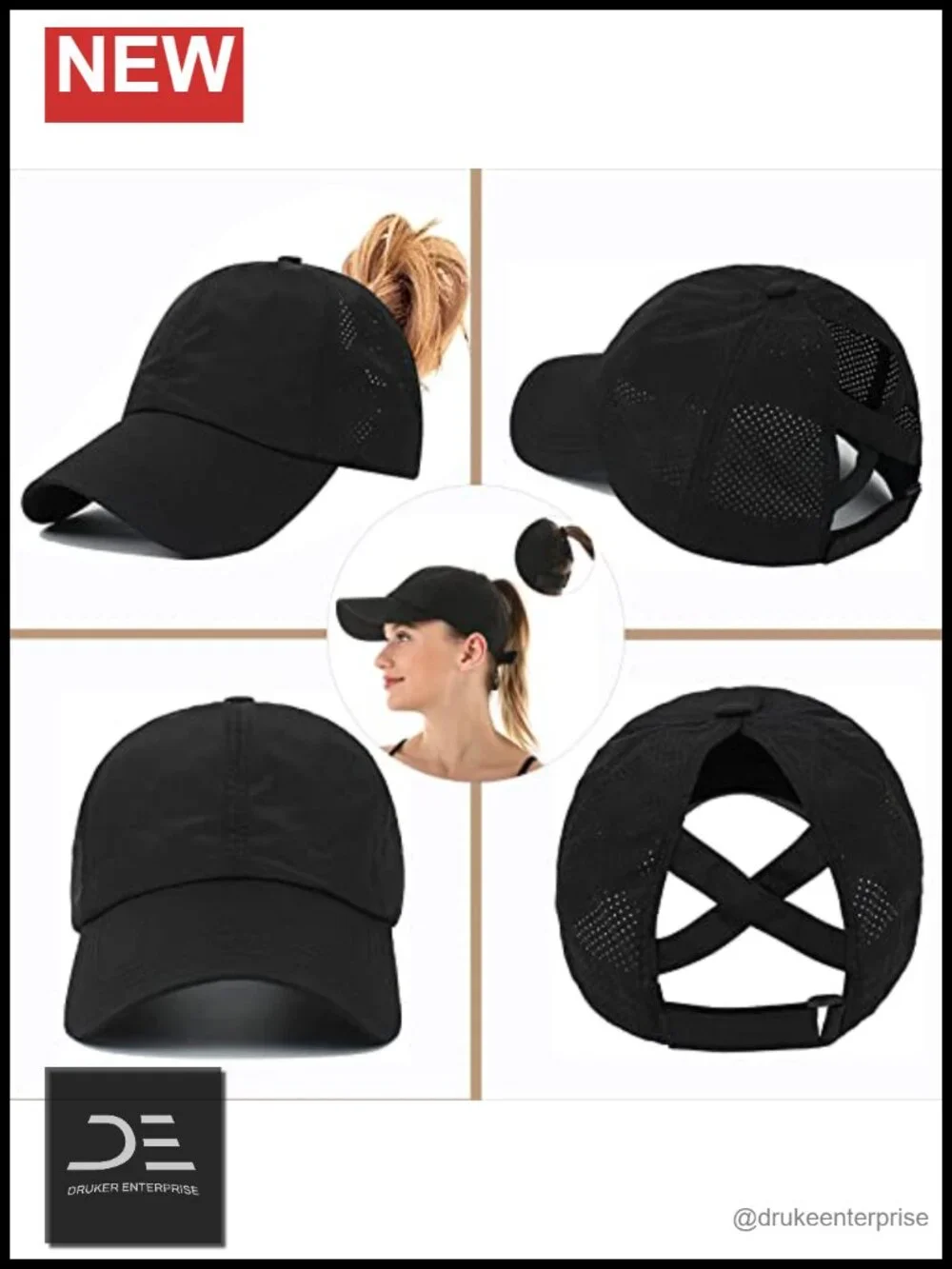 Ponytail Baseball Cap, Criss Cross Design, Quick Drying Trucker Hat